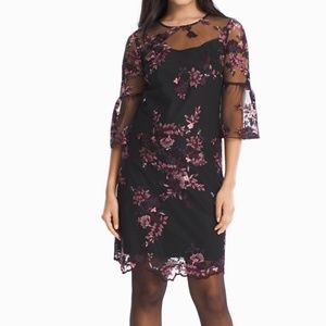 Bell-Sleeve Embroidered Shift Dress Size 2 (XSmall